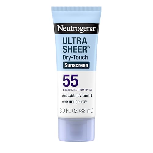 Neutrogena Ultra Sheer Dry-Touch Sunscreen For Face & Body, SPF 55 Broad Spectrum UVA/UVB Protection, Lightweight Water Resistant & Non-Greasy, Travel Size Sunscreen, 3 fl. oz