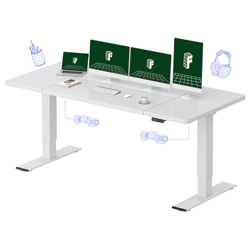 FLEXISPOT 79"x32" Large Dual Motor Electric Standing Desk, White - 198 LBS Heavy-Duty Capacity, Ideal for Home Office, Creative Studio, or Multi-Monitor Setup