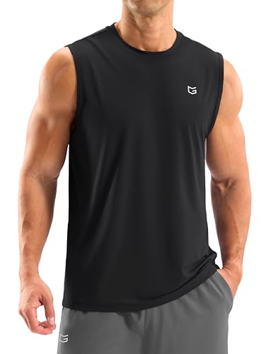 G Gradual Sleeveless Shirts for Men Workout Tank Tops Moisture Wicking Mens Muscle Shirt for Gym, Beach, Summer Casual (Black, L)