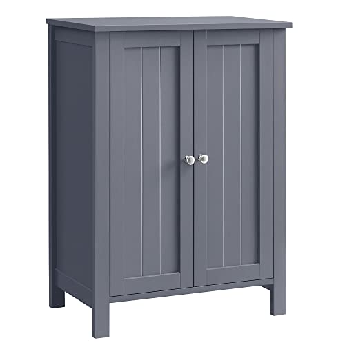 VASAGLE Floor Storage Cabinet, Freestanding Storage Unit with 2 Adjustable Shelves, for Bathroom Living Room Dining Kitchen, 11.8 x 23.6 x 31.5 Inches, Slate Gray UBCB60GY