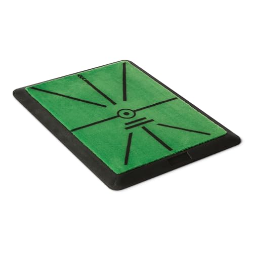 Amazon Basics Golf Hitting Mat, Swing Path Golf Mat with Velvet Surface, Non-Slip Rubber Base, Replacement Pad Included, 16" x 12"