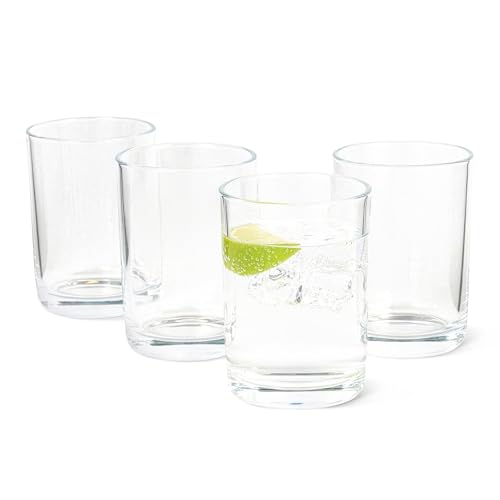 Amazon Basics Drinking Glasses, Dishwasher-Safe, 4-Piece Set, 11 oz.