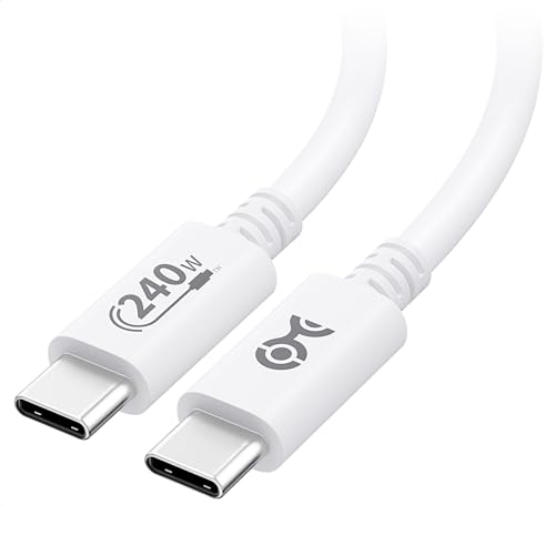 Cable Matters [USB-IF Certified] 240W USB C Cable - 6.6ft, Up to [240W Charging, 480Mbps], No Video Support, USBC Charger Cable/USBC Charging Cord for MacBook/iPad Pro/XPS/Surface Pro, White