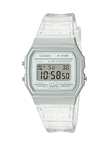 Casio F91W Series | Digital Watch | Clear | Water Resistant | LED Light | 1/100 SEC Stopwatch | Regular Time Keeping (HR, Min, SEC, PM, Date, Day) | Daily Alarm | Lightweight | 7 Year Battery