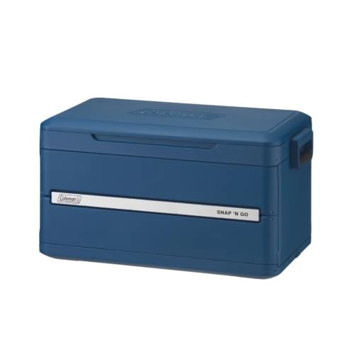 Coleman Snap 'N Go 45-Quart Collapsible Hard Cooler, Portable Hard-Sided Cooler with Waterproof Removable Liner, Spacing-Saving & Quick Set Up, 55 Hours Cold, Sapphire Blue