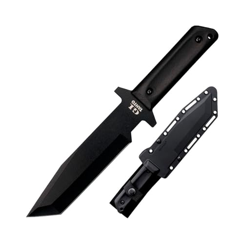 Cold Steel G.I. Tanto 7" Durable 1055 Carbon Steel Fixed Blade Tactical Outdoor Throwing Knife, 5" Handle w/ Polypropylene Scales, Integral Quillon Guard, Resistant Secure-Ex Sheath