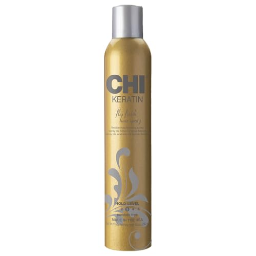 CHI Keratin Flex Finish Hair Spray, Lightweight, Long‑Lasting Hold & Smooth Styling, Controls Frizz, Flyaways & Seals Out Humidity, Professional Hair Finish Spray, Unscented, 10 Oz