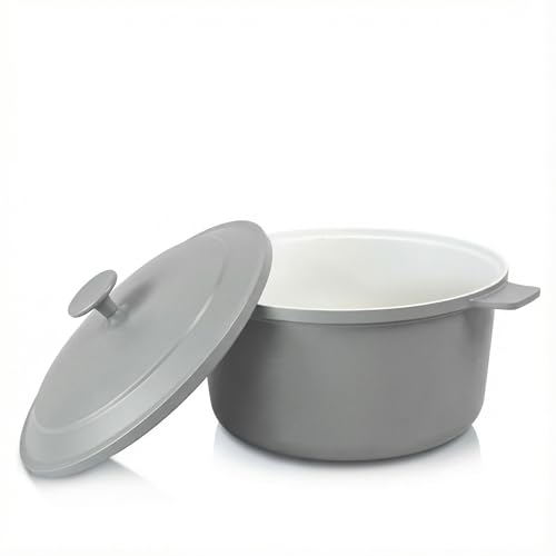 Gotham Steel 5 Qt Dutch Oven Pot with Lid, Nonstick Ceramic Dutch Oven Stock Pot, 10 in 1 Cooking Pot & Dutch Oven for Bread Baking, Lightweight, Oven & Dishwasher Safe – Gray