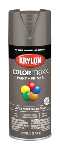 Krylon K05599007COLORmaxx Spray Paint and Primer for Indoor/Outdoor Use, Gloss Machinery Gray, 12 Ounce (Pack of 1)