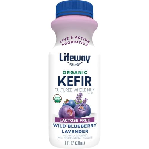 Lifeway Organic Kefir Flavor Fusions, Lactose-Free Cultured Whole Milk, Wild Blueberry Lavender, 8 Ounce