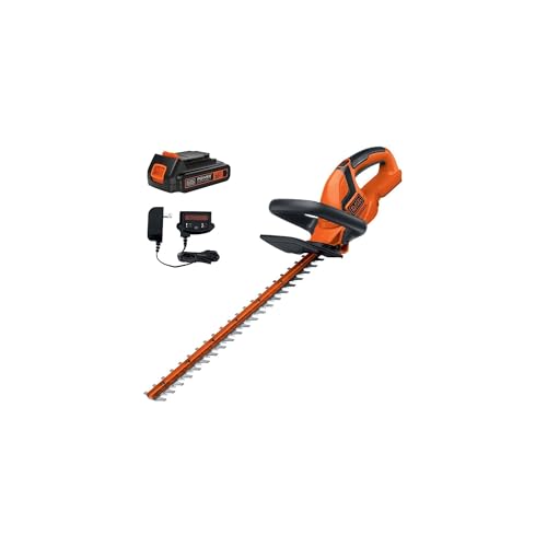 BLACK+DECKER 20V MAX Cordless Hedge Trimmer, Battery and Charger Included, 22 Inch Steel Blade Lightweight Bush Trimmer, Soft Grip, Less Vibration (LHT2220)