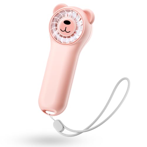 Funaudio Mini Handheld Fan with Bear Ears, Small Portable Fan, Lightweight Personal Fan, 4 Speeds, USB-C Rechargeable Pocket Fan with 9.5H Runtime for Travel, Makeup, Gifts for Women Girls