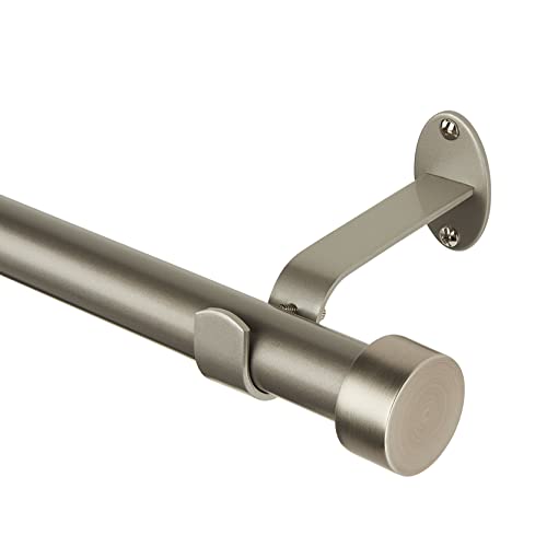Threadmade Home Fashions Serena Single Curtain Rod with Contemporary Cap Finial, Antique Pewter - 48"W x 86"L