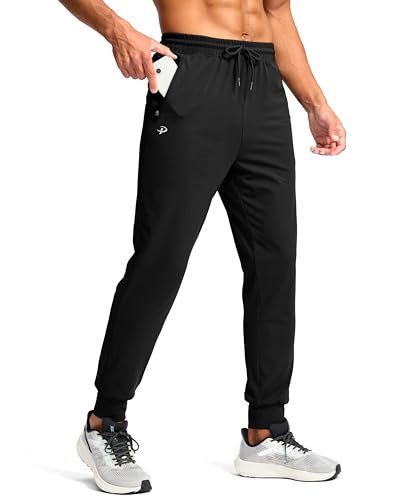 Pudolla Mens Joggers Mens Sweatpants with Pockets Men's Stretch Athletic Pants Workout Pants Runing Pants(Black M)