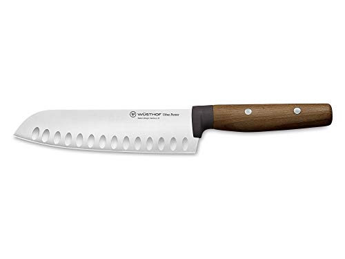 Wüsthof Urban Farmer 7" Hollow Edge Santoku Knife, Brown