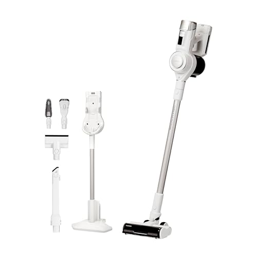 CUCKOO Powerclone Cordless Vacuum Cleaner for Home with Charging Stand, High-Suction Cordless Stick Vacuum Cleaner for Hardwood Floor and Carpet, Includes Multiple Attachments, White (CVC-A1410NW)