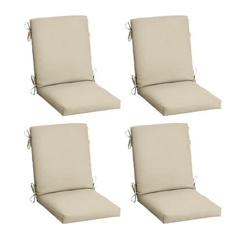 Arden 4-Pack Outdoor Patio Dining Chair Cushion, 20x44, Rain-Proof Seat Pad, Fade-Resistant Outdoor Cushion Tan Leala