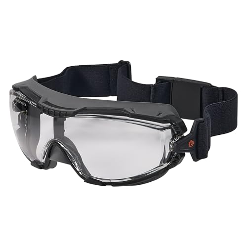 Ergodyne Skullerz Arkyn Protective Dust Safety Goggle, Non-Vented, Anti Fog, Scratch Resistant​, Adjustable Fabric Strap