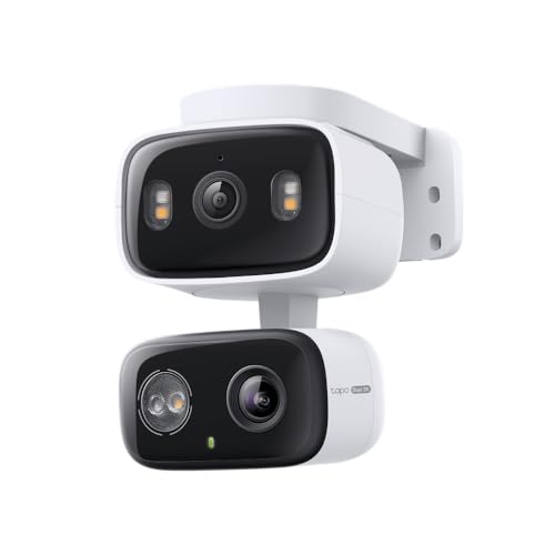 Tapo 2K Indoor/Outdoor Dual Lens Pan/Tilt Wired Security Camera - 125° Wide-Angle View + 6mm Zoom, Motion Track, Person/Vehicle Detection, Local Storage or Optional Cloud, C246D