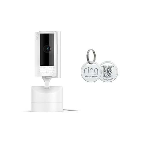 Ring Pan-Tilt Indoor Cam, White with Ring Pet Tag