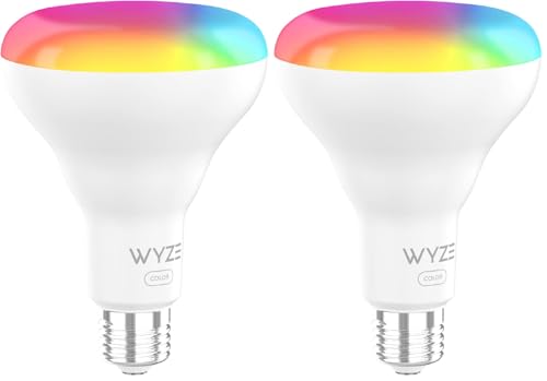 WYZE Bulb Color, BR30 Wi-Fi Smart Bulb, E26 Base, 75W Equivalent 950 Lumens, 16 Million Colors & Tunable White, Compatible with Alexa & Google Assistant, No Hub Required, 2-Pack