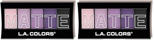 L.A. COLORS 5 Color Matte Eyeshadow Palette, Purple Cashmere CEM473 (Pack of 2)