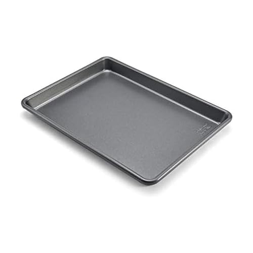 Chicago Metallic Commercial II Non-Stick Small Cookie/Baking Sheet. Perfect for making jelly rolls, cookies, pastries, one-pan meals, and more,12.25 by 8.75, Gray