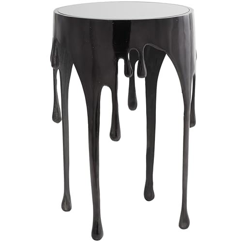 Deco 79 Aluminum Metal Side End Accent Table Melting Drip End Table with Glass Tabletop, Side Table 16" x 16" x 25", Black