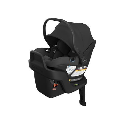 UPPAbaby Aria V2 Lightweight Infant Car Seat - Load Leg + Anti-Rebound Panel - Infant Insert + All-Weather FootCover Included - Direct Stroller Attachment - Jake (Charcoal/Black Leather)
