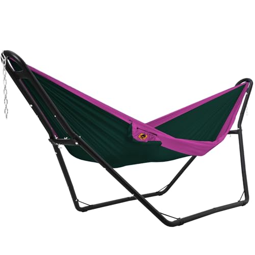 KOKEBREN Hammock Stand, Steel Hammock Frame Heavy Duty 550 LBS Capacity 2Person, Fits Hammocks 9 to 14 Ft, Portable Hammock Rack Adjustable Universal for Indoor Outdoor Backyard Camping Use