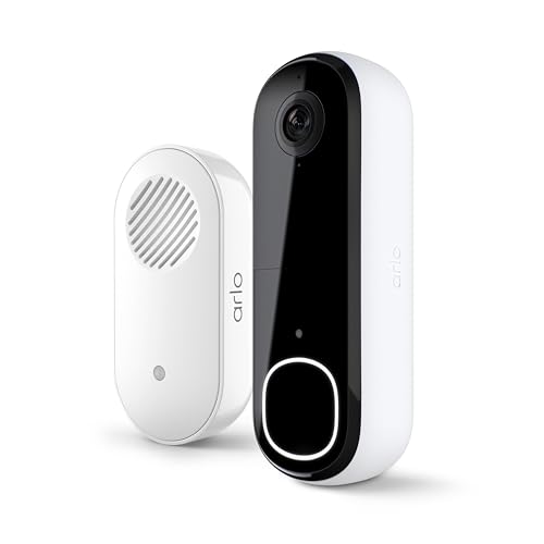 Arlo Video Doorbell 2K + Chime 2 (2nd Gen, Latest Release), Wireless or Wired Option, 2-Way Audio, Night Vision, Head to Toe View, Package Detection, Person & Vehicle Recognition, 1-Month Secure Plan