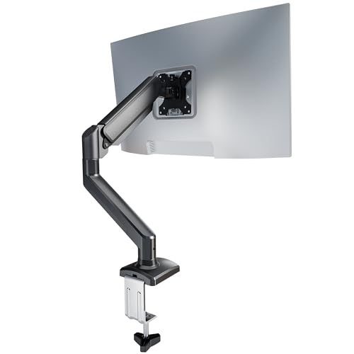 Single Monitor Arm Desk Mount，Gas Spring Monitors Arm for 17-32 inch Screens,Adjustable Computer Monitors Stand up to 4.4 to 19.8 lbs,Vesa Mount with Clamp and Grommet Base, VESA 75 & 100mm,Single