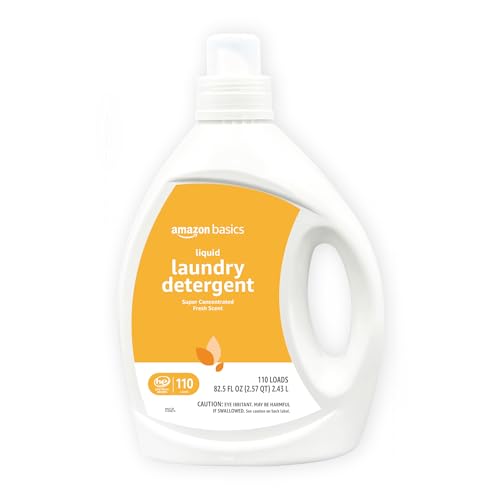 Amazon Basics Laundry Detergent Liquid, Concentrated, Fresh Scent, 110 Loads, 82.5 Fl Oz (New Packaging)
