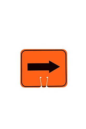 Cortina ABS Plastic Traffic Cone Sign, "Reversible Arrow" 03-550-2WA, 12.75" Width x 10.375" Height, Orange on Black