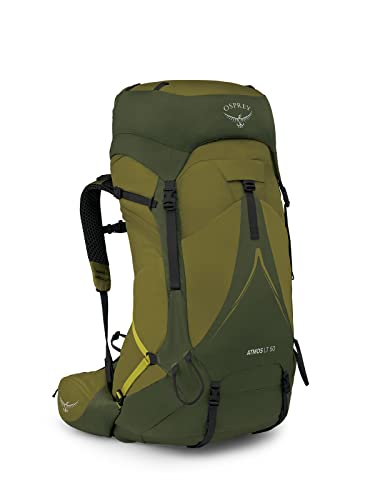 Osprey Atmos AG LT 50L Men's Backpacking Backpack, Scenic Valley/Green Peppercorn, S/M