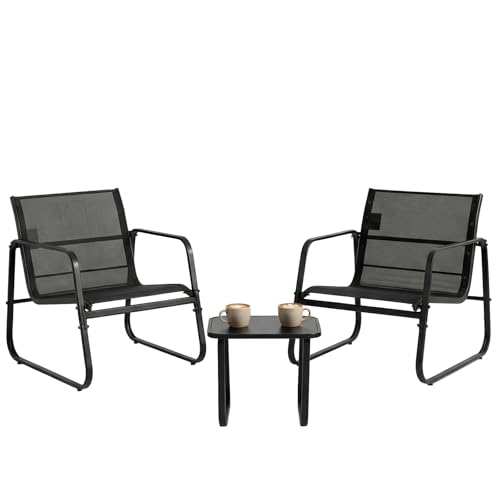 DUMOS 3 Piece Patio Furniture Set，Outdoor Patio Furniture Set with Table, Patio Sectional Bistro Sets for Lawn, Garden, Balcony, Poolside
