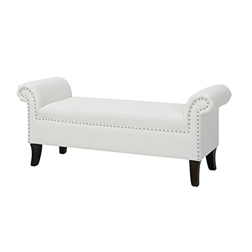Jennifer Taylor Home Jacqueline Bench, 53.5" WX17 DX23 H, Bright White Polyester