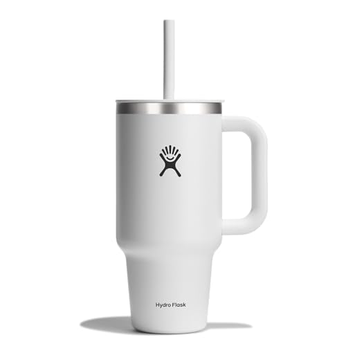 Hydro Flask 32 Oz Travel Tumbler with Handle, Lid and Straw - Insulated Stainless Steel in 32 Oz White