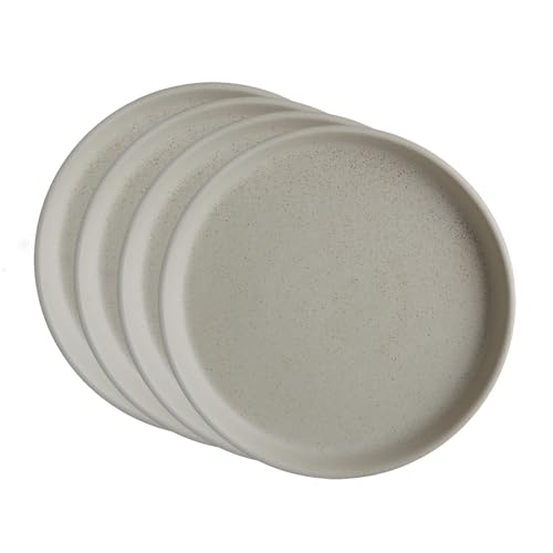 Goodies Cream Breakfast Plates (Set of 4), Handmade Ceramic, Glazed, Dishwasher Safe, Microwave Safe, Durable, Easy-to-Clean, Stackable, Modern, 8 Inch