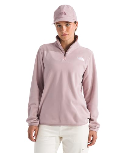 The North Face Women's Glacier Fleece Quarter Zip Jacket - 1/4 Zip Pullover Jacket, Zip Pockets, Stretch Fabric, Metal Pink, X-Small