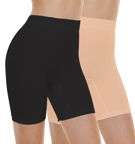 BATHRINS Womens Slip Shorts for Under Dresses, Tummy Control High Waist Seamless Smoothing Yoga Shorts