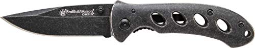 Smith & Wesson Oasis SW421 8.1in High Carbon S.S. Folding Knife with a 3.5in Drop Point Blade and ABS Handle for Outdoor, Survival and EDC