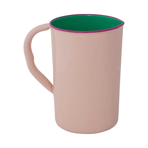 Creative Co-Op 1.5-Quart Enameled Stainless Steel Pitcher w/Colored Edge, Fuchsia