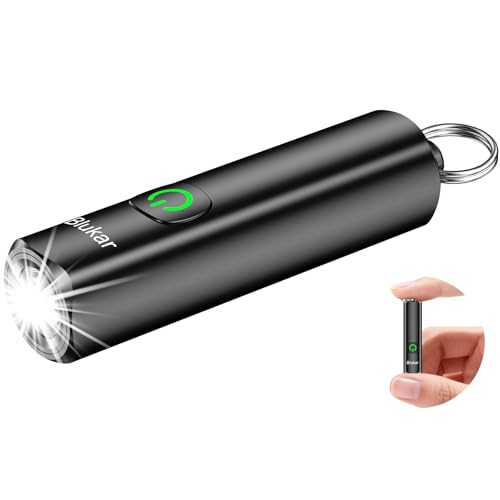 Blukar Rechargeable EDC Flashlight, 360L Mini Keychain Flash Light with 3 Lighting Modes, Memory Function, Waterproof, Compact and Portable Pocket Light for Everyday Carry, Emergency,Camping,Outdoor