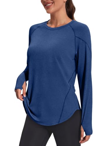 Niashot Long Sleeve Workout Tops Uv Protection Rash Guard Sun Shirts M
