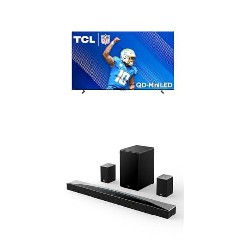TCL 85-Inch QM85 QLED 4K Smart QD-Mini LED TV with Google TV (85QM851G, 2024 Model) Q85H Q Class 7.1.4 Channel Sound Bar with Dolby Atmos