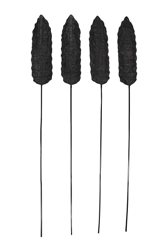 Deco 79 Bamboo Wood Bamboo Tall Slim Woven Leaf Stick Natural Foliage, Set of 4 7"W, 78"H, Black