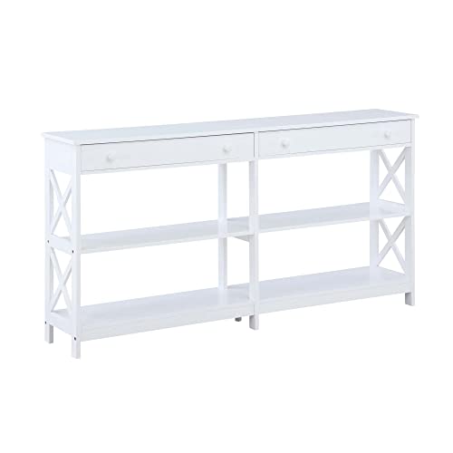 Convenience Concepts Oxford 2-Drawer Console Table with Shelves, 60", White