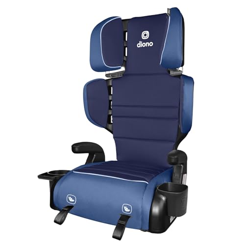 Diono Connect3 RXT 2-in-1 High Back Booster, Slim Fit 3-Across in Many Mid-Sized Sedans and SUVs, for Children from 40-120 lbs., Lightweight with Latch, Blue Surge