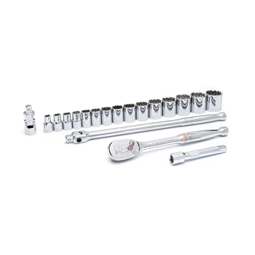 GEARWRENCH 19 Pc. 1/2" Drive 12 Pt. Standard Mechanics Tool Set, SAE - 80792